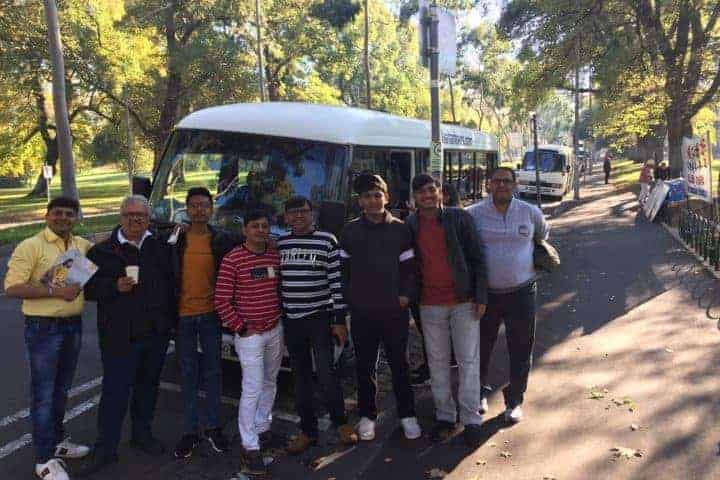 Happy Indian tourists on City tour